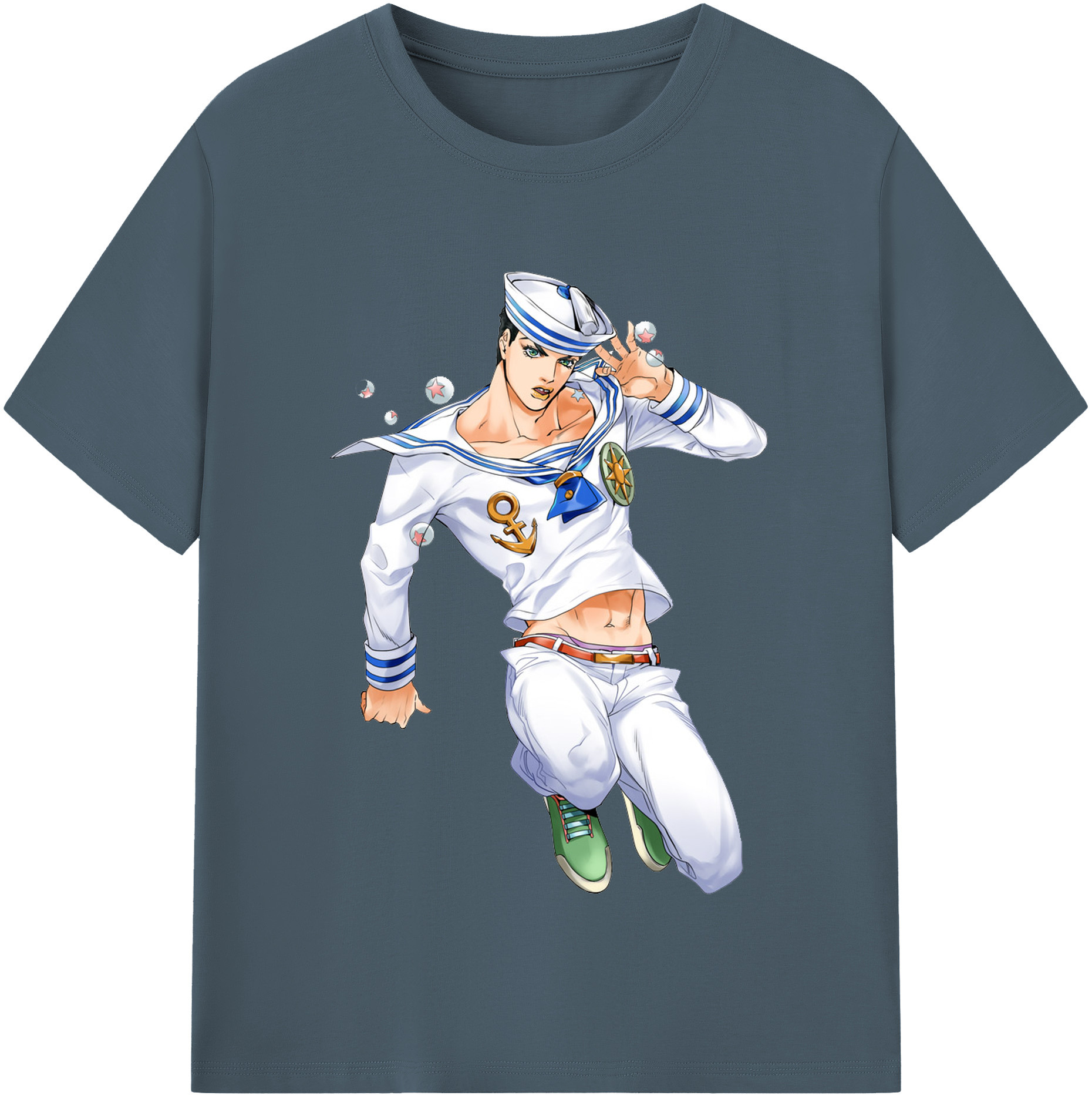 （画像用） ジョジョの奇妙な冒険 東方定助 JoJo's Bizarre Adventure Higashikata Josuke 綿100％半袖Tシャツ（フロントプリント）